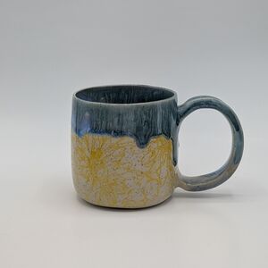 Handcrafted Blue and Yellow Floral Ceramic Mug
